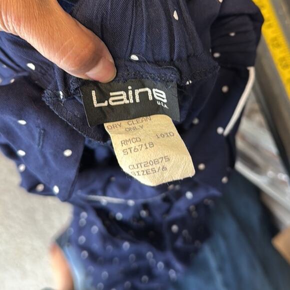 Vintage Laine blue white polka dot jumper culottes size S 80s preppy coquette - Picture 6 of 8